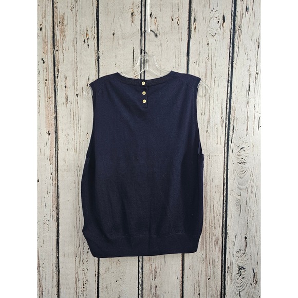 J.Crew Lightweight wool Jackie sweater shell Navy Blue Sleeveless Vest XL NWT - Picture 2 of 5